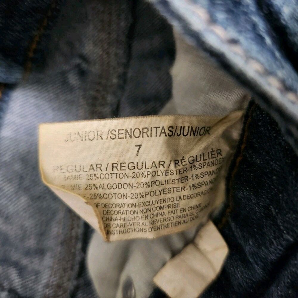 LEI Ashley Straight Women's Dark Wash Blue Denim Jeans 5 Pocket Size 7 Juniors - Picture 6 of 10